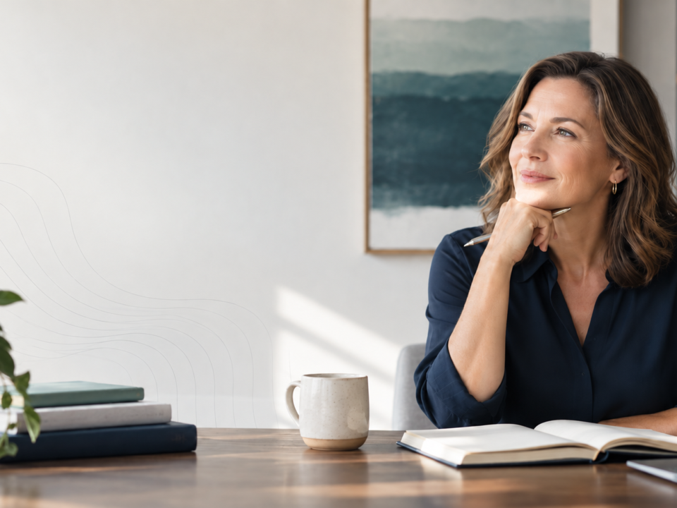Woman reviewing notes at a desk, representing cognitive baseline assessment and planning