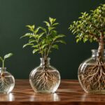 Three plants with increasingly complex root systems representing continued development across the lifespan.